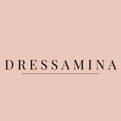 Brand name 'DRESSAMINA' on a pink background